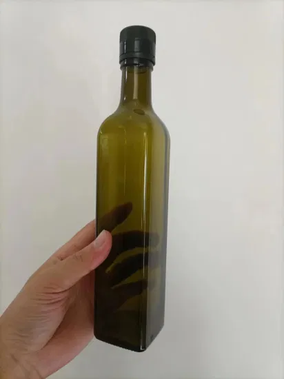 Стеклянная квадратная зеленая бутылка оливкового масла емкостью 1000 мл с подходящей крышкой